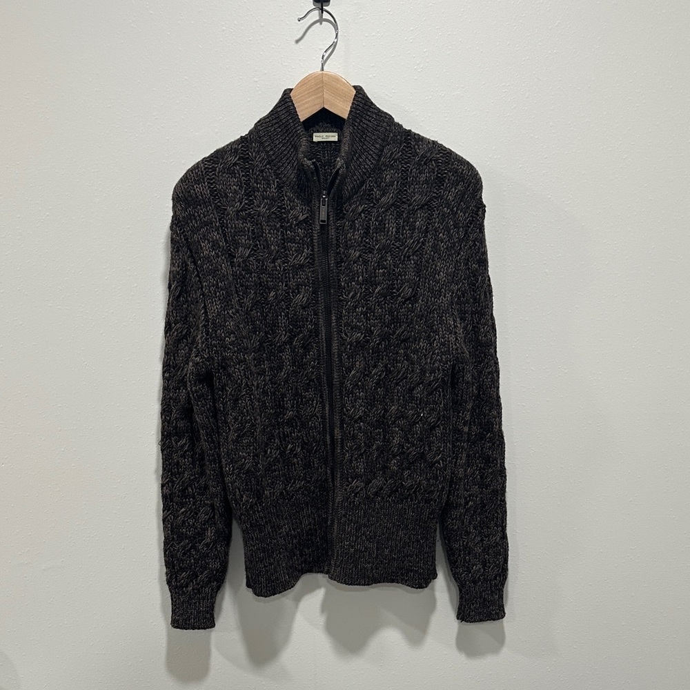 PAOLO PECORA Milano, Dark Brown Zip-Up Sweater, Italian Merino Wool